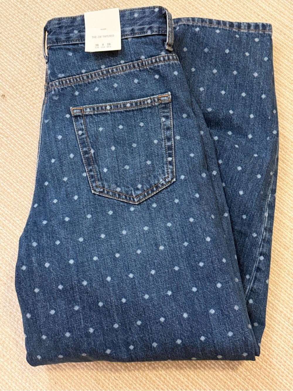 Zara Dark Blue Polka Dot Tapered Jeans